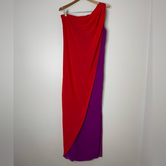 Badgley Mischka Dresses & Skirts - Badgley Mischka Red and Purple One Shoulder Dress